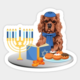 Hanukkah Ruby Cavalier King Charles Spaniel Sticker